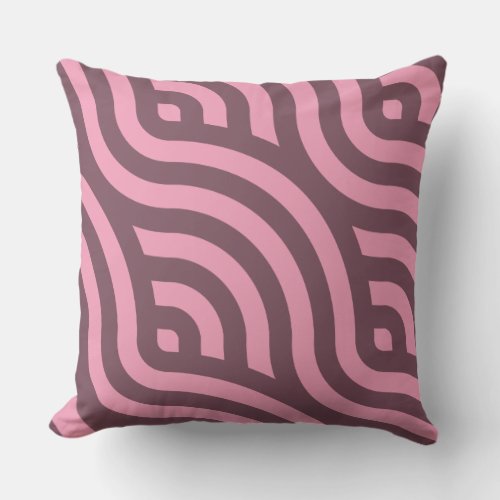 Two_Tone Pink Striped Wave Pattern Throw Pillow