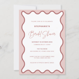 Two Tone Pink Wavy Border Bridal Shower Invitation