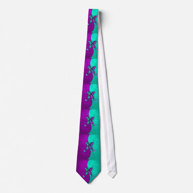 Two Tone Purple and Turquoise Teal Butterfly Tie (Front)