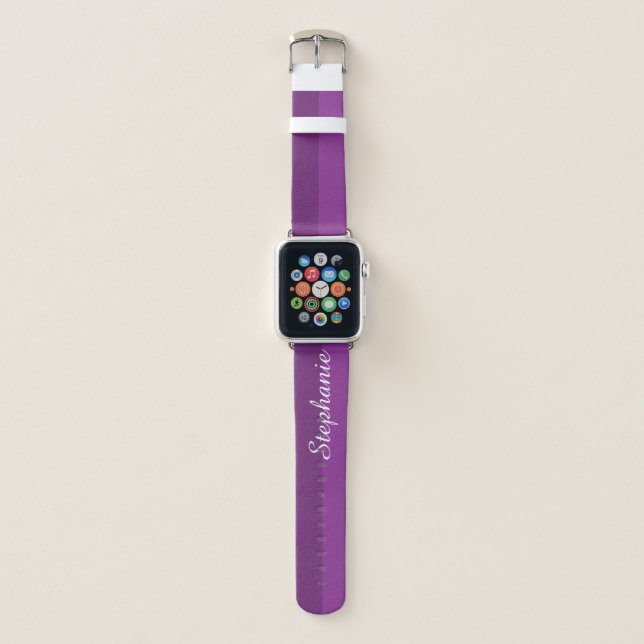 Two Tone Purple Aubergine Personalized Name Apple Watch Band (Front)
