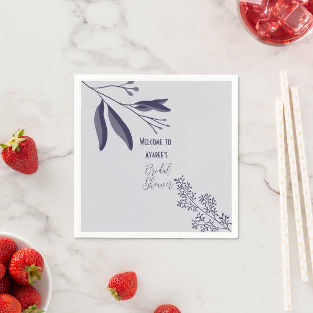 Two Tone Purple Folk Art Floral Shower Napkins (Insitu)