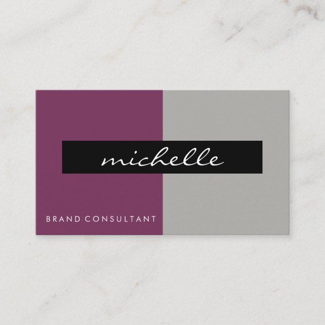 Two Tone Purple / Gray Business Card (Front)