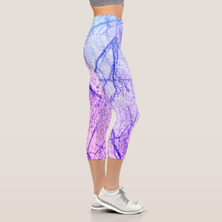 Two Tone Purple Marble Look Capri Leggings