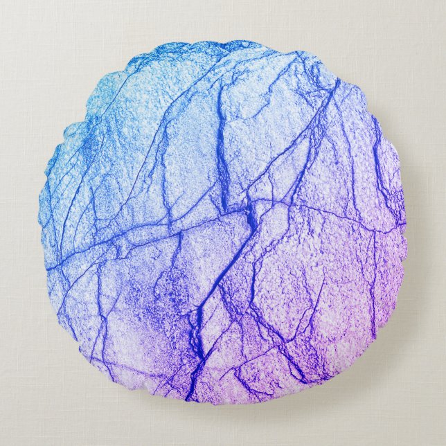  Two Tone Purple Marble Look Round Pillow (Front)