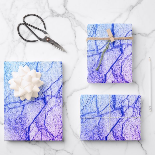  Two Tone Purple Marble Look Wrapping Paper Sheets (Front)