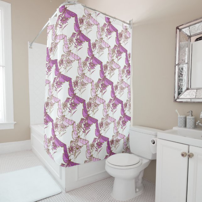 Two-tone purple, Pink and Gold Shower Curtain (In Situ)