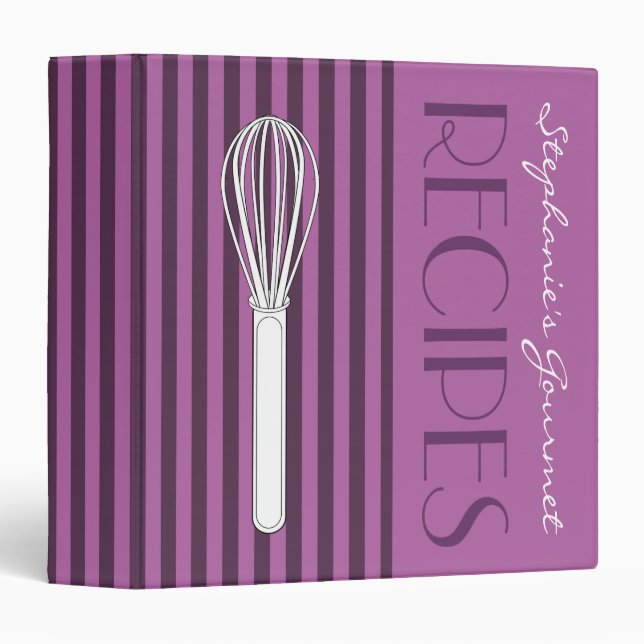 Two Tone Purple Stripes Kitchen Whisk 3 Ring Binder (Front/Spine)