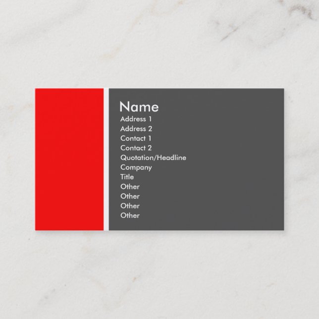 Two Tone (Red and Gray) Business Card (Front)