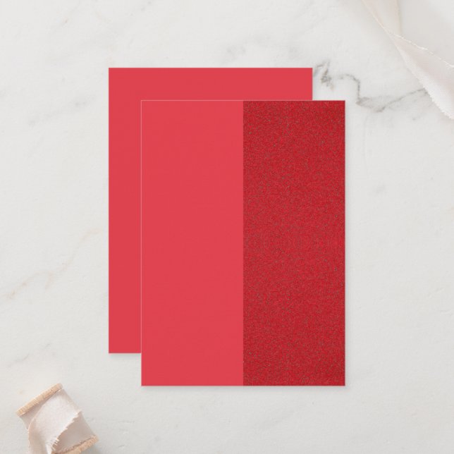 Two-Tone Red Glitter Flat Place Cards – Customize (Front/Back In Situ)