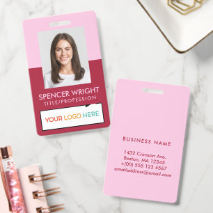 Two-Tone Red Pink Minimal Photo Logo Badge