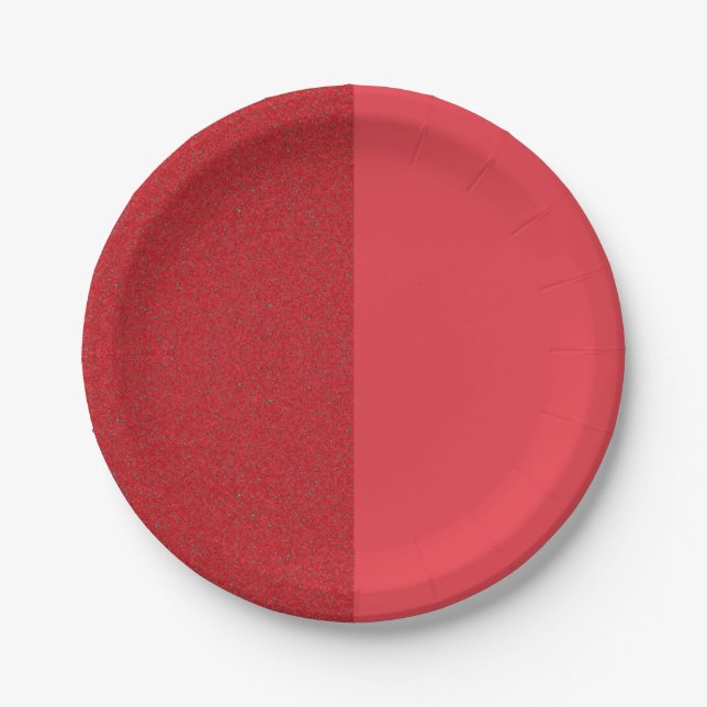 Two-Tone Red Textured Paper Plate – Customizable (Front)