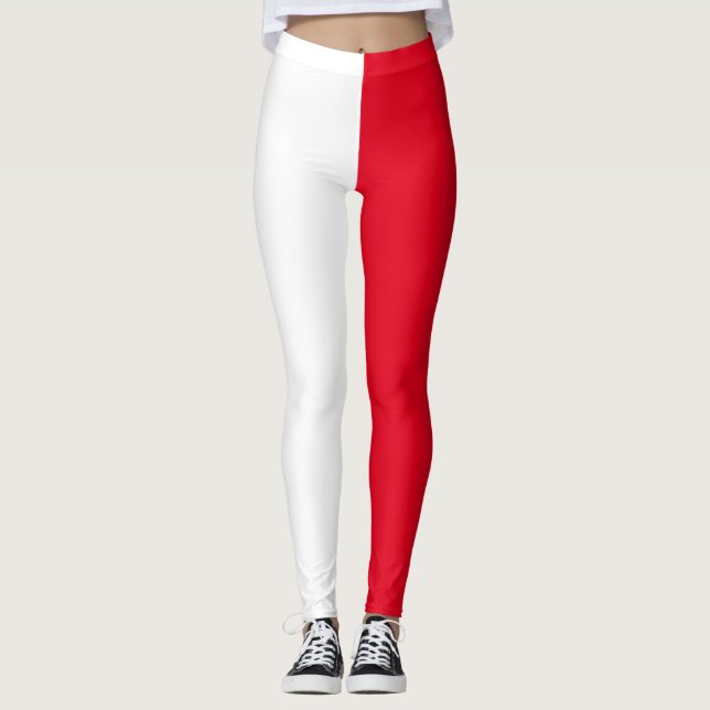 Two Tone Red White Leggings (Front)