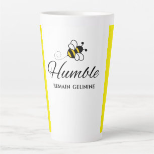  TWO-TONE REMAIN BEE HUMBLE WHITE YELLOW CERAMIC  LATTE MUG