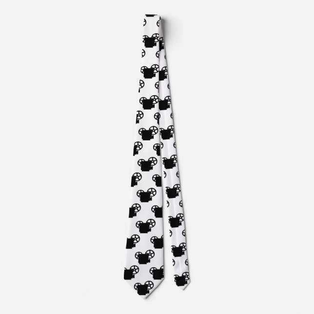 TWO TONE RETRO MOVIE PROJECTORS PATTERN  NECK TIE (Front)