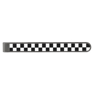 Two Tone Ska Checkerboard Gunmetal Finish Tie Clip