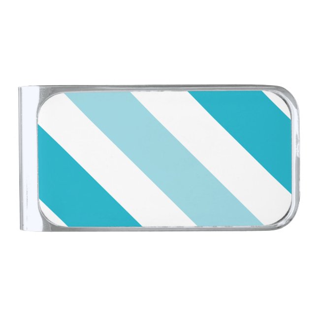 Two-tone striped  silver finish money clip (Front)