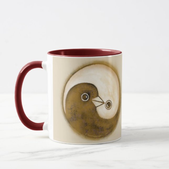 Two tone styled mug YinYang peace doves (Left)