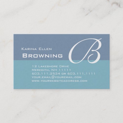 Two Tone Teal Elegant Monogram B Business Card