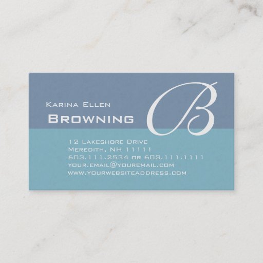 Customizable Two Tone Teal Elegant Monogram B Business Card