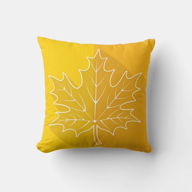Two-tone, two -sided Maple Leaves, gold, green Throw Pillow (Front)
