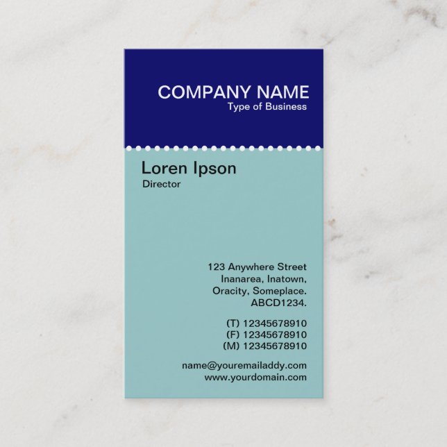 Two Tone Vertical - Dotted Rule Business Card (Front)