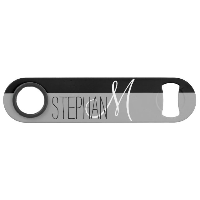 Two Tone Wedding Commemorative Monogram Speed Bottle Opener (Front (Horizontal))