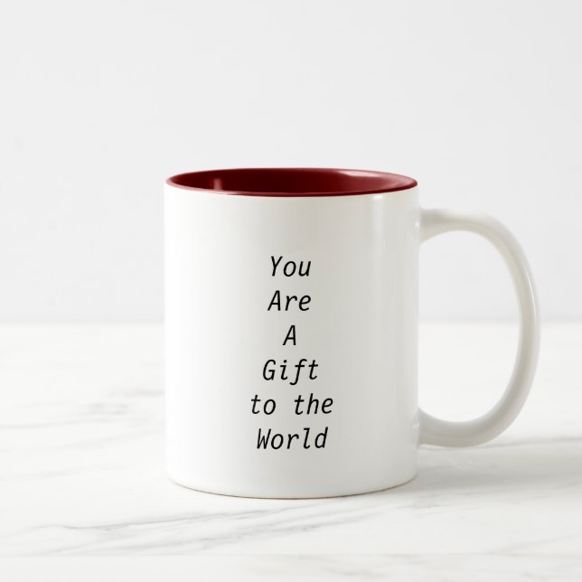 two tone wine interior 11oz. coffee mug w/quote. (Right)