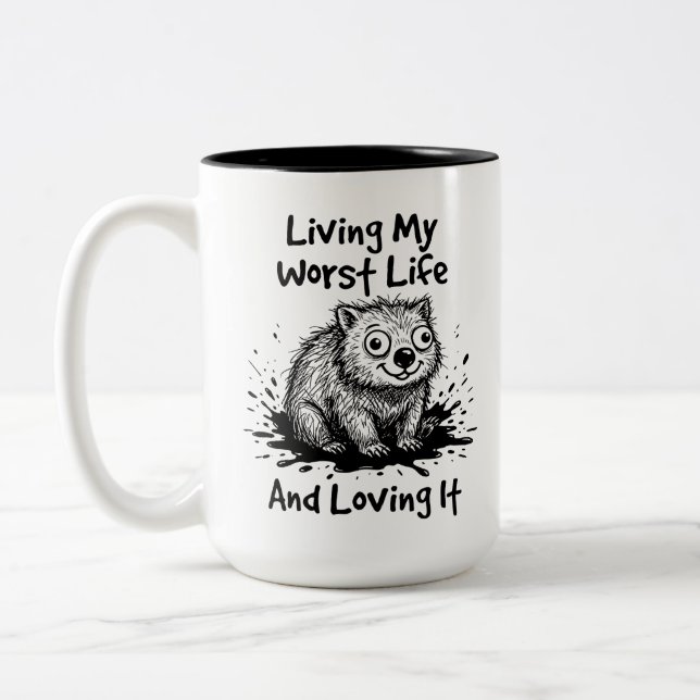 Two-Tone Wombat Mug Funny Quote Beverage (Left)