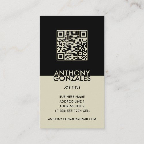 Two_Toned Black Minimal Elegant Logo QR Code Business Card