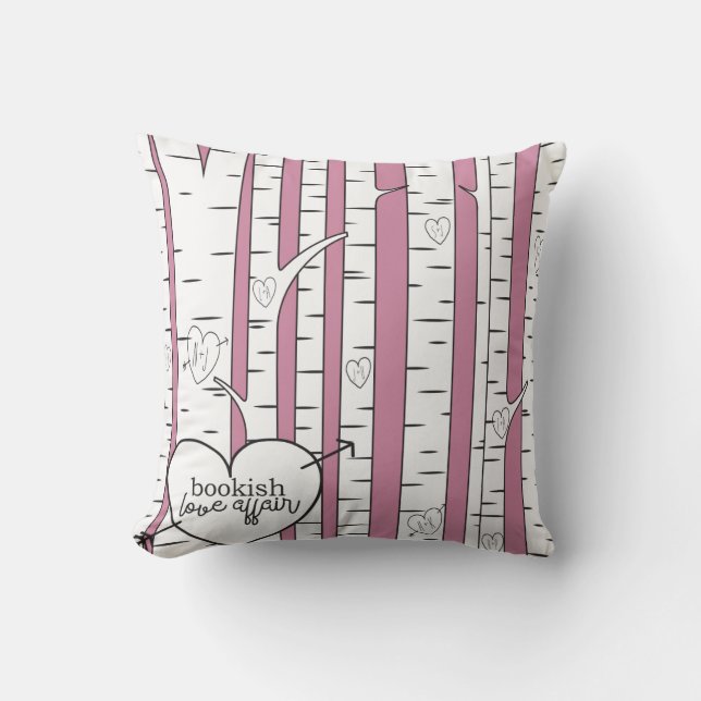 Two Toned Bookish Love Affair Throw Pillow (Front)