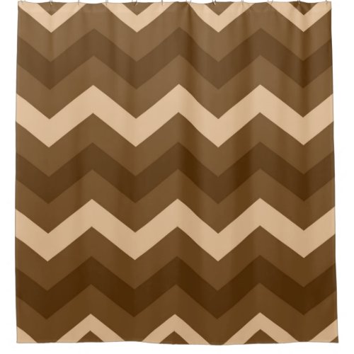 Two Toned Brown and Tan Zigzags Shower Curtain