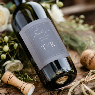 Two-Toned Dusty Blue Wedding Thank You ID1102 Wine Label