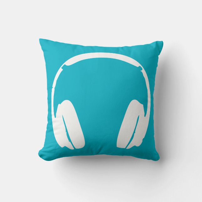 Two-Toned Headphone Pillow (White/Teal/Black) (Front)