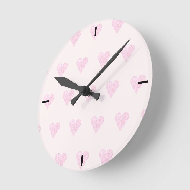 Two toned Love Heart Round Clock (Angle)