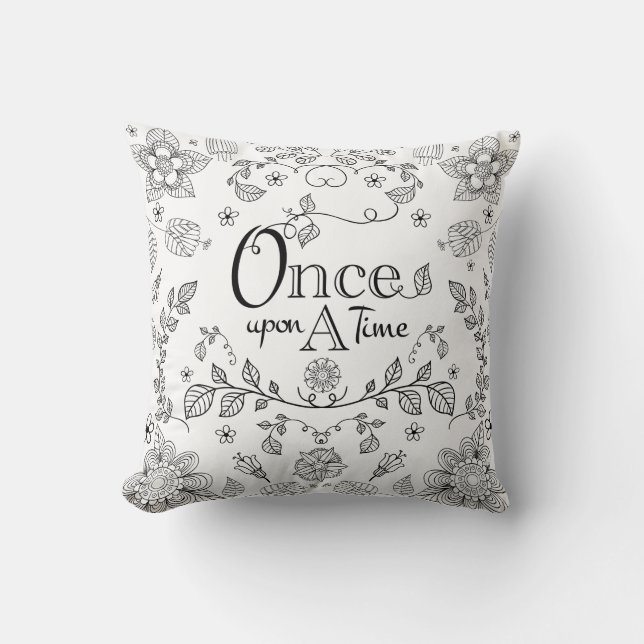 Two Toned Once Upon A Time Throw Pillow (Front)