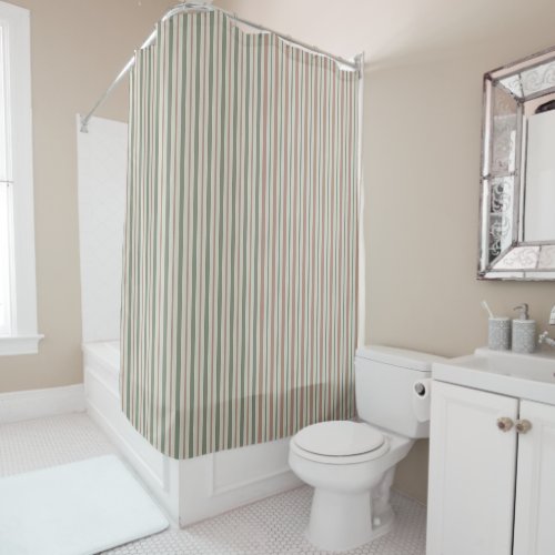 Two Toned Pastel Stripes Shower Curtain