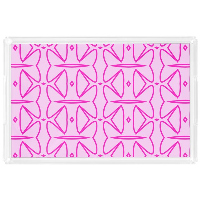 Two Toned Pink Pattern Acrylic Tray (Front)