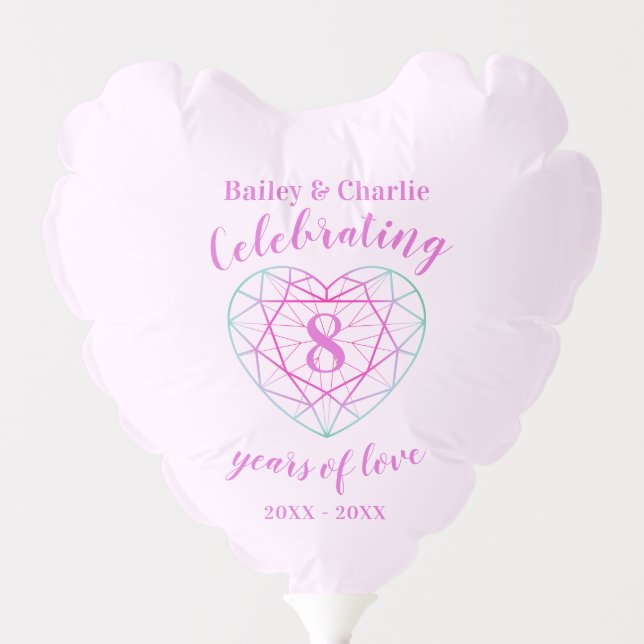 Two-toned tourmaline 8th wedding anniversary photo balloon (Front)