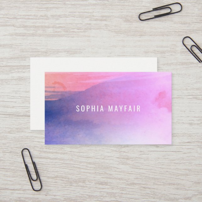 Two Toned Watercolor Business Card (Front/Back In Situ)