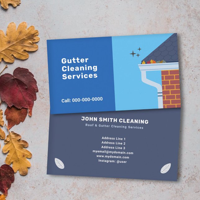Two tones blue Gutter Cleaning Services Business Card (Two tones blue Gutter Cleaning Services Business Card)