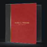 Two Tones Faux Leather Red & Gray 3 Ring Binder<br><div class="desc">Elegant dark gray and red vintage faux leather texture print.  Fully customizable text.</div>