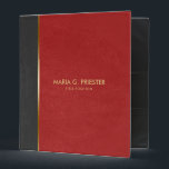 Two Tones Faux Leather Red & Gray 3 Ring Binder<br><div class="desc">Elegant dark gray and red vintage faux leather texture print.  Fully customizable text.</div>