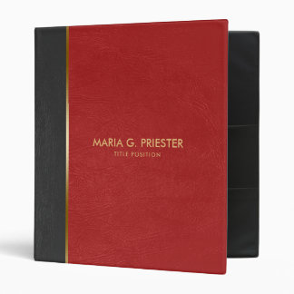 Two Tones Faux Leather Red & Gray 3 Ring Binder