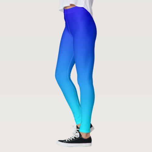 Two tones gradient blue light blue pattern leggings