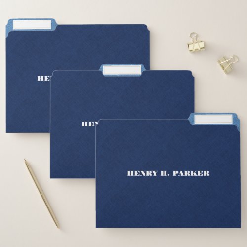 Two tones of blue faux linen texture reversed file folder