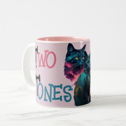 Two Tones of Love Vibrant Cat Pair Two_Tone Coffee Mug