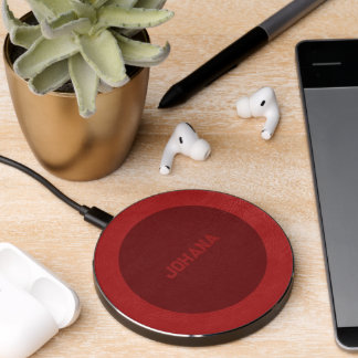 Two tones of red faux leather background wireless charger 