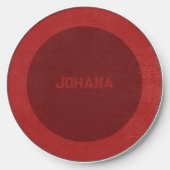 Two tones of red faux leather background wireless charger  (Front)