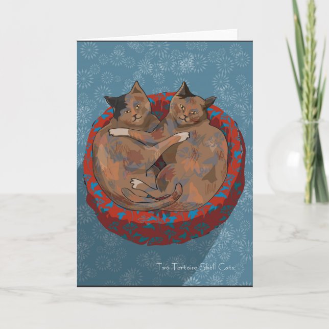 Two Tortoise Shell Cats... Holiday Card (Front)