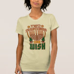 Two Traditions One Wish Happy Hanukkah Christmas T-Shirt<br><div class="desc">Two Christmas trees,  two Stars of David and a menorah design to celebrate Hanukkah or for the family photo. Check out other Hanukkah designs from this store</div>